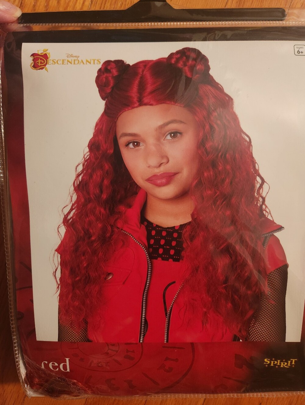 Disney Bright Red 'DESCENDANTS' Curly Wig with Double Buns for Kids
